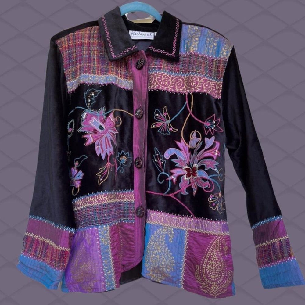 Vintage 90s Flashback Embroidered Patchwork Jacket
